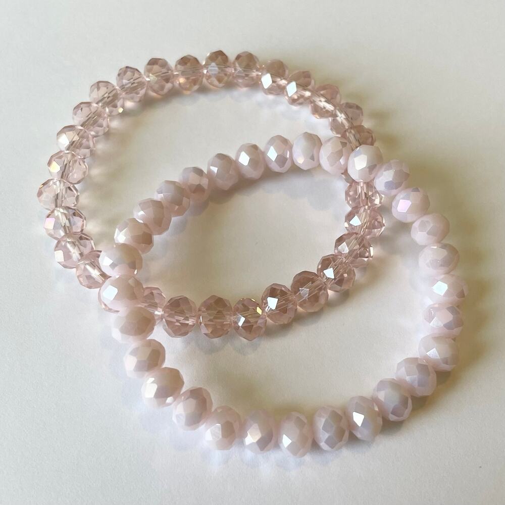 2 Piece Faceted Austrian Crystal Bracelet Set ~ 7”